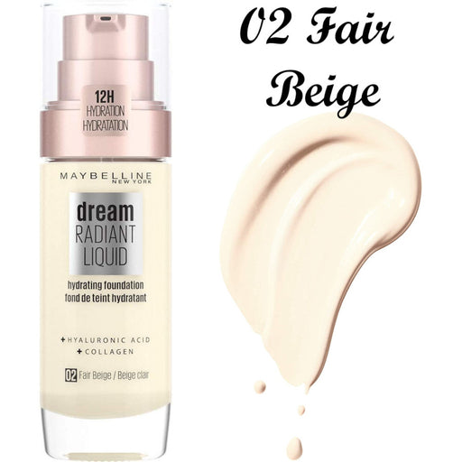 Maybelline Dream Radiant Liquid Foundation 02 Fair Beige - Beautynstyle