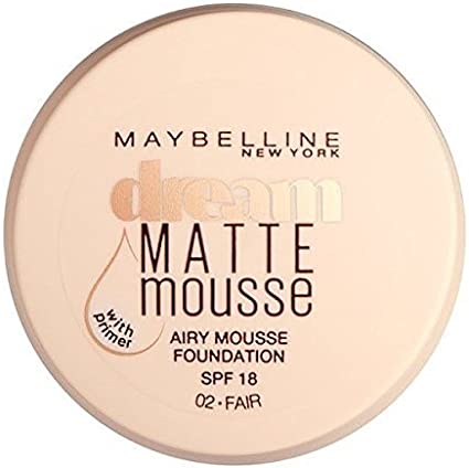 Maybelline Dream Matte Mousse SPF 18 Make Up Foundation + Primer 02 Fair - Beautynstyle