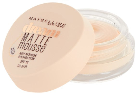 Maybelline Dream Matte Mousse SPF 18 Make Up Foundation + Primer 02 Fair - Beautynstyle