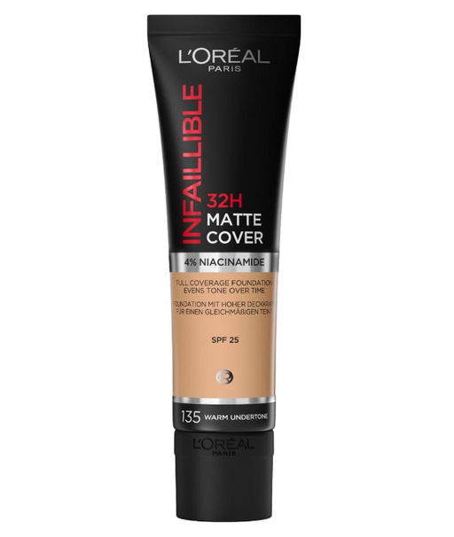 L'Oreal Infallible 32HR Matte Cover Foundation 135 Warm Undertone - Beautynstyle
