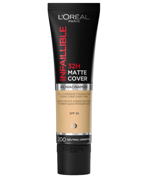 L'Oreal Infallible 32HR Matte Cover Foundation 200 Neutral Undertone - Beautynstyle