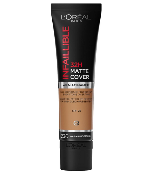 L'Oreal Infallible 32HR Matte Cover Foundation 230 Warm Undertone - Beautynstyle